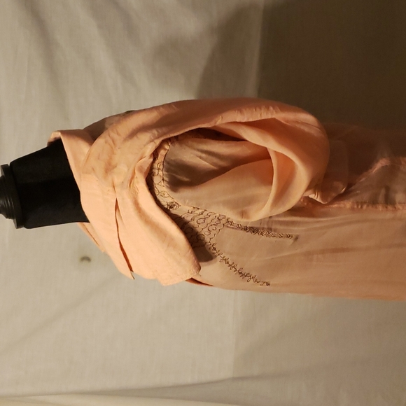 Peach colored sheer long sleeve top - Picture 3 of 7